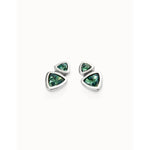 Sterling silver-plated earrings with two green crystals - PEN0982VRDMTL0U-UNO de 50-Renee Taylor Gallery