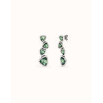 Long sterling silver-plated earrings with 4 green crystals - PEN0983VRDMTL0U-UNO de 50-Renee Taylor Gallery