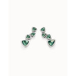 Long sterling silver-plated earrings with 4 green crystals - PEN0983VRDMTL0U-UNO de 50-Renee Taylor Gallery
