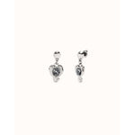 Sterling Silver Plated Earrings with Hanging Heart and Black Crystal - PEN0997NGRMTL0U-UNO de 50-Renee Taylor Gallery