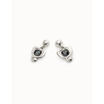 Sterling Silver Plated Earrings with Hanging Heart and Black Crystal - PEN0997NGRMTL0U-UNO de 50-Renee Taylor Gallery