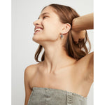 Sterling Silver Plated Earrings with Hanging Heart and Black Crystal - PEN0997NGRMTL0U-UNO de 50-Renee Taylor Gallery