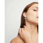 Sterling Silver Plated Earrings with Hanging Heart and Black Crystal - PEN0997NGRMTL0U-UNO de 50-Renee Taylor Gallery