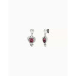 Sterling Silver Plated Earrings with Hanging Heart and Pink Crystal - PEN0997RSAMTL0U-UNO de 50-Renee Taylor Gallery