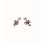 Sterling Silver Plated Earrings with Hanging Heart and Pink Crystal - PEN0997RSAMTL0U-UNO de 50-Renee Taylor Gallery