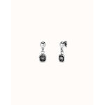 Sterling Silver Plated Earrings with Black Hanging Crystal - PEN0998NGRMTL0U-UNO de 50-Renee Taylor Gallery