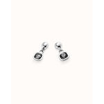 Sterling Silver Plated Earrings with Black Hanging Crystal - PEN0998NGRMTL0U-UNO de 50-Renee Taylor Gallery