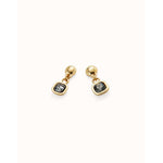 18K Gold Plated Earrings with Black Hanging Crystal - PEN0998NGRORO0U-UNO de 50-Renee Taylor Gallery