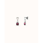 Sterling Silver Plated Earrings with Pink Hanging Crystal - PEN0998RSAMTL0U-UNO de 50-Renee Taylor Gallery