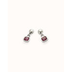Sterling Silver Plated Earrings with Pink Hanging Crystal - PEN0998RSAMTL0U-UNO de 50-Renee Taylor Gallery