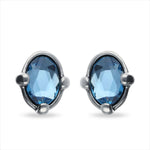 Ser Deslumbrante Blue Oval Faceted Crystal Silver Plated Earring - PEN1002AZUMTL0U-UNO de 50-Renee Taylor Gallery