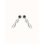 Ser Deslumbrante Faceted Black Crystal and Links Drop Silver Plated Earrings - PEN1003NGRMTL0U-UNO de 50-Renee Taylor Gallery