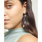 Silver Drop Earrings with Leather Earrings and Sphere Detail - PEN1061MARMTL0U-UNO de 50-Renee Taylor Gallery