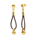 Gold Drop Leather Earrings with Sphere Detail - PEN1062MARORO0U-UNO de 50-Renee Taylor Gallery
