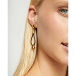 Gold Drop Leather Earrings with Sphere Detail - PEN1062MARORO0U-UNO de 50-Renee Taylor Gallery