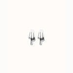 Silver Stud Earrings with Elongated Organic Shapes - PEN1071MTL0000U-UNO de 50-Renee Taylor Gallery