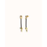 Drop Earrings with Leather and Gold Chained Hearts - PEN1073MARORO0U-UNO de 50-Renee Taylor Gallery