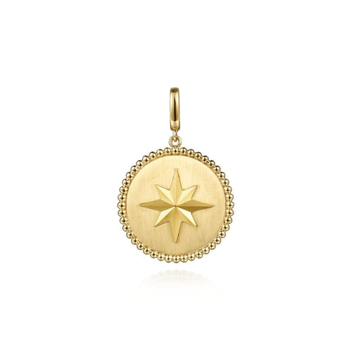 14K Yellow Gold Bujukan Round Starburst Medallion Pendant - PT6584Y4JJJ-Gabriel & Co.-Renee Taylor Gallery