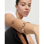 18k Gold plated bracelet with two multicolored faceted crystals - PUL2511MCLORO-UNO de 50-Renee Taylor Gallery