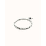 Sterling Silver Plated Beaded Bracelet with Heart and Black Crystal - PUL2514NGRMTL-UNO de 50-Renee Taylor Gallery