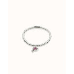 Sterling Silver Plated Beaded Bracelet with Heart and Pink Crystal - PUL2514RSAMTL-UNO de 50-Renee Taylor Gallery
