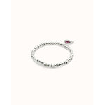 Sterling Silver Plated Beaded Bracelet with Heart and Pink Crystal - PUL2514RSAMTL-UNO de 50-Renee Taylor Gallery