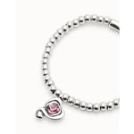 Sterling Silver Plated Beaded Bracelet with Heart and Pink Crystal - PUL2514RSAMTL-UNO de 50-Renee Taylor Gallery