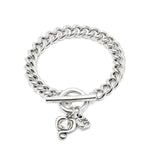 Sterling Silver-Placed Chain Sterling Silver Plated Bracelet with Heart and Clear Crystal - PUL2526CRSMTL-UNO de 50-Renee Taylor Gallery