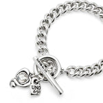 Sterling Silver-Placed Chain Sterling Silver Plated Bracelet with Heart and Clear Crystal - PUL2526CRSMTL-UNO de 50-Renee Taylor Gallery