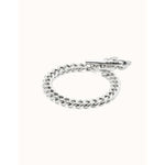 Sterling Silver Plated Chain Bracelet with Heart and Black Crystal - PUL2526NGRMTL-UNO de 50-Renee Taylor Gallery