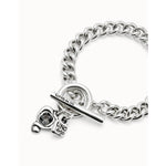 Sterling Silver Plated Chain Bracelet with Heart and Black Crystal - PUL2526NGRMTL-UNO de 50-Renee Taylor Gallery