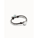 Sterling silver-plated bead bracelet with leather, four leaf clover charm and green Murano glass - PUL2529VRDMTL-UNO de 50-Renee Taylor Gallery