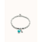 Sterling silver-plated bead bracelet with turquoise Murano glass and Hamsa - PUL2534TURMTL-UNO de 50-Renee Taylor Gallery