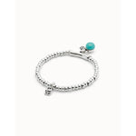 Sterling silver-plated bead bracelet with turquoise Murano glass and Hamsa - PUL2534TURMTL-UNO de 50-Renee Taylor Gallery