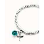 Sterling silver-plated bracelet with Murano glass and dragonfly- PUL2535VRDMTL-UNO de 50-Renee Taylor Gallery