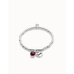 Sterling silver-plated bracelet with red Murano glass and the word Lucky - PUL2536MORMTL-UNO de 50-Renee Taylor Gallery