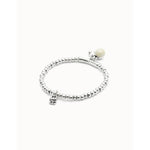 Sterling silver-plated bracelet with ivory Murano glass and horseshoe - PUL2537MFLMTL-UNO de 50-Renee Taylor Gallery