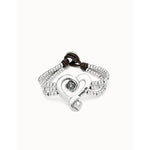 Bead Bracelet with Sterling Silver Plated Heart and Black Crystal - PUL2543NGRMTL-UNO de 50-Renee Taylor Gallery
