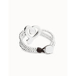 Bead Bracelet with Sterling Silver Plated Heart and Black Crystal - PUL2543NGRMTL-UNO de 50-Renee Taylor Gallery
