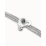 Bead Bracelet with Sterling Silver Plated Heart and Black Crystal - PUL2543NGRMTL-UNO de 50-Renee Taylor Gallery
