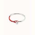 Semi-Rigid Sterling Silver Plated Bracelet With Coral Leather - PUL2551CRLMTL-UNO de 50-Renee Taylor Gallery