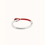 Semi-Rigid Sterling Silver Plated Bracelet With Coral Leather - PUL2551CRLMTL-UNO de 50-Renee Taylor Gallery
