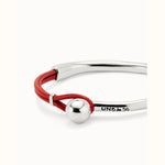 Semi-Rigid Sterling Silver Plated Bracelet With Coral Leather - PUL2551CRLMTL-UNO de 50-Renee Taylor Gallery