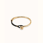 Semi-Rigid 18K Gold Plated Bracelet With Brown Leather - PUL2551MROORO-UNO de 50-Renee Taylor Gallery