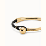 Semi-Rigid 18K Gold Plated Bracelet With Brown Leather - PUL2551MROORO-UNO de 50-Renee Taylor Gallery