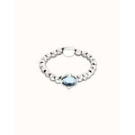 Ser Deslumbrante Blue Oval Faceted Crystal Silver Plated Beaded Bracelet - PUL2595AZUMTL0M-UNO de 50-Renee Taylor Gallery
