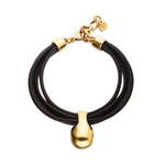 Leather Bracelet with Gold Sphere - PUL2605MARORO-UNO de 50-Renee Taylor Gallery
