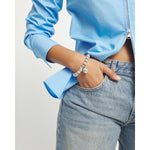 Silver Beaded Bracelet with Small and Large Beads - PUL2608MTL000-UNO de 50-Renee Taylor Gallery