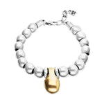 Silver and Gold Beaded Bracelet in a Two-Tone Finish - PUL2608OROMTL-UNO de 50-Renee Taylor Gallery