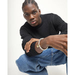 Silver and Gold Beaded Bracelet in a Two-Tone Finish - PUL2608OROMTL-UNO de 50-Renee Taylor Gallery